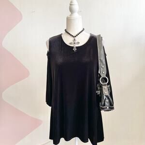 Black Velvet Long Sleeve Top Whimsigoth 90s Gothic Grunge Witchy Medium